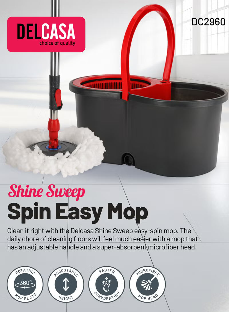Spin Mop Shine Sweep Spin Easy Mop , Mop And Bucket Set With Adjustable Height Microfiber Mop Head 360 Degree Rotating Plate