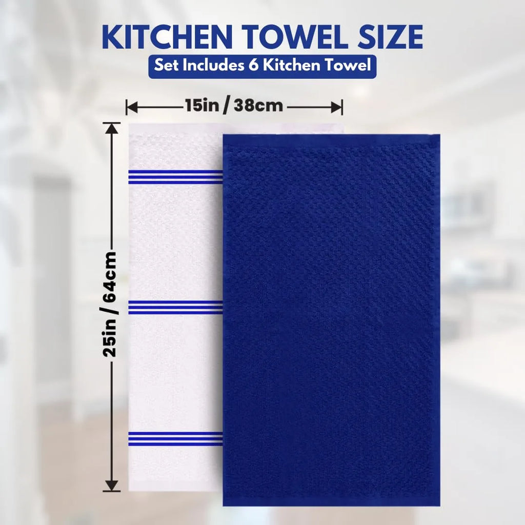 Premium Kitchen Towels – Pack of 6, 100% Cotton 40cm x 70cm Absorbent Dish Towels - 425 GSM Tea Towel, Terry Kitchen Dishcloth Towels- Grey Dish Cloth for Household Cleaning by Infinitee Xclusives