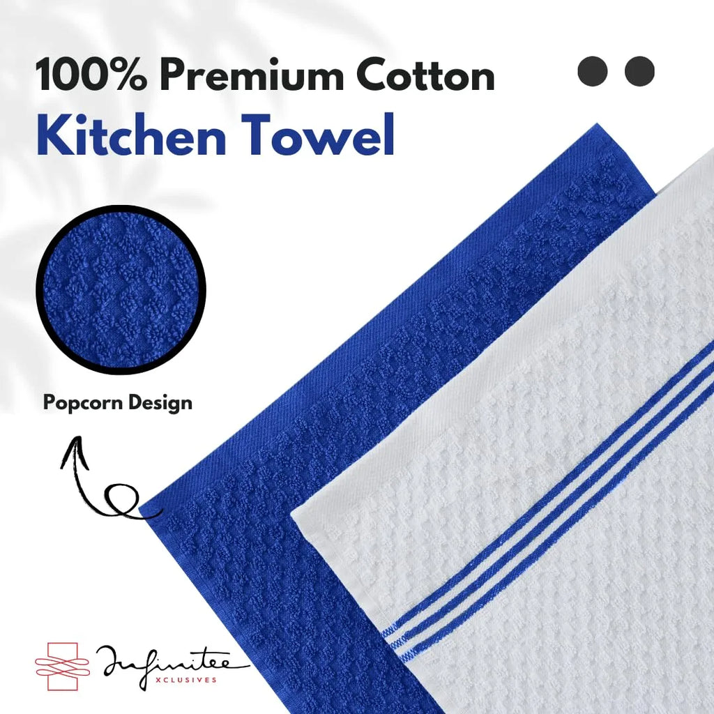 Premium Kitchen Towels – Pack of 6, 100% Cotton 40cm x 70cm Absorbent Dish Towels - 425 GSM Tea Towel, Terry Kitchen Dishcloth Towels- Grey Dish Cloth for Household Cleaning by Infinitee Xclusives