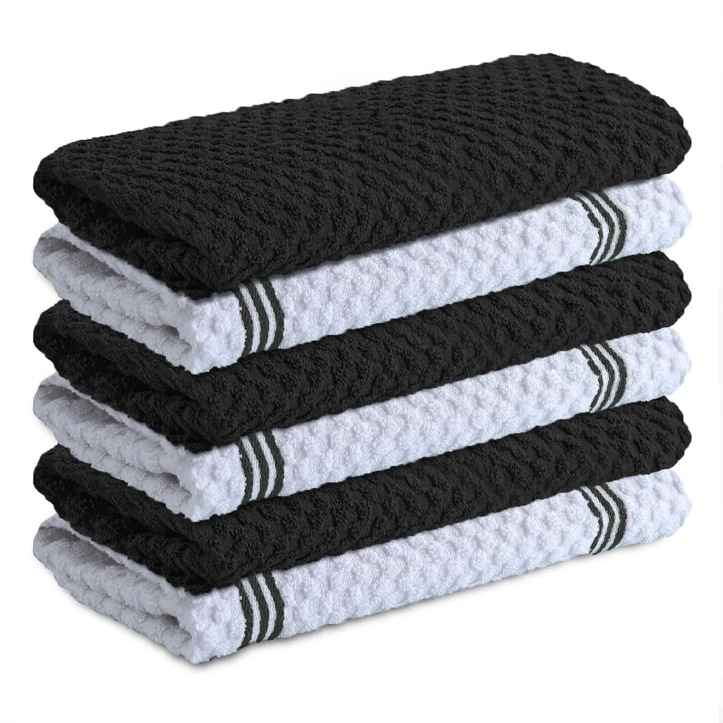Premium Kitchen Towels – Pack of 6, 100% Cotton 40cm x 70cm Absorbent Dish Towels - 425 GSM Tea Towel, Terry Kitchen Dishcloth Towels- Grey Dish Cloth for Household Cleaning by Infinitee Xclusives