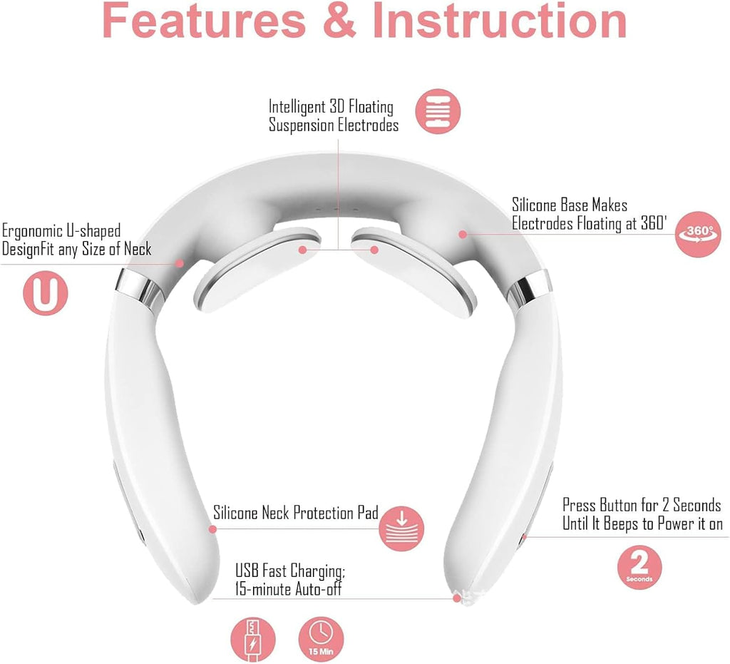 Cervical Neck Pain Relief Smart EMS Heat Massager Pulse Therapy