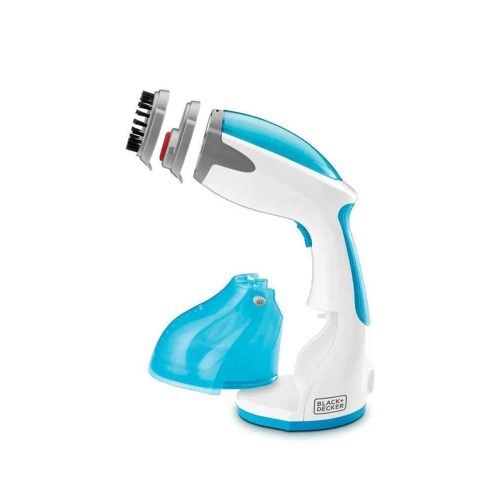 BLACK+DECKER Handheld Fabric Steamer with Steam Jet Button and Lint Remover 1200W 260ml White/Blue HST1200-B5