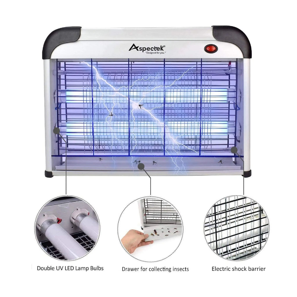 ASPECTEK Powerful 20W Electronic Insect Killer, Bug Zapper, Fly Zapper, Mosquito Killer-Indoor Use Including Free 2 Pack Replacement Bulbs