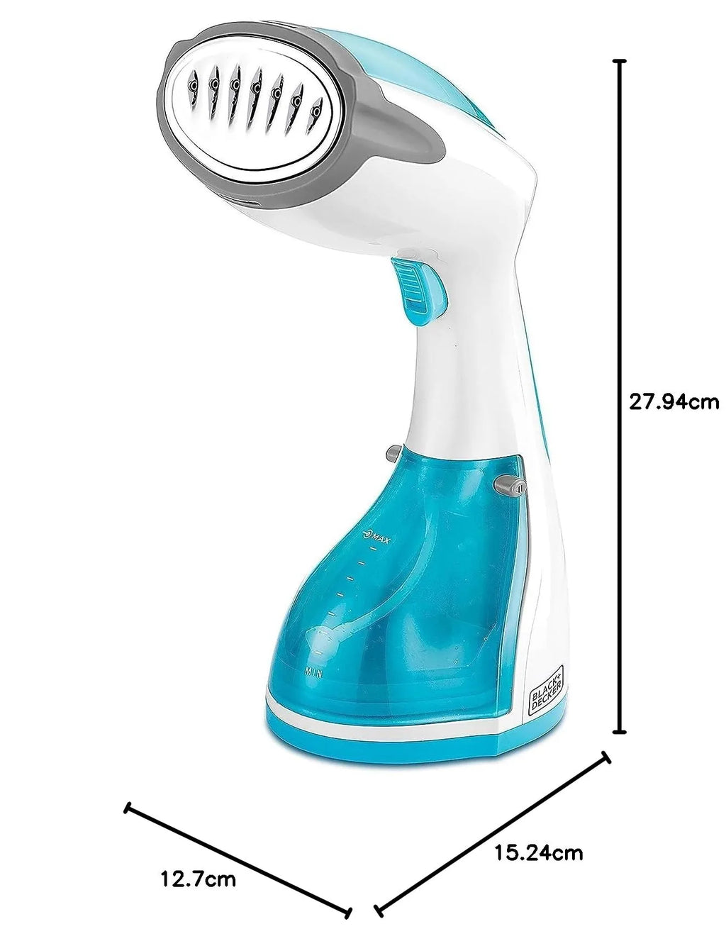 BLACK+DECKER Handheld Fabric Steamer with Steam Jet Button and Lint Remover 1200W 260ml White/Blue HST1200-B5