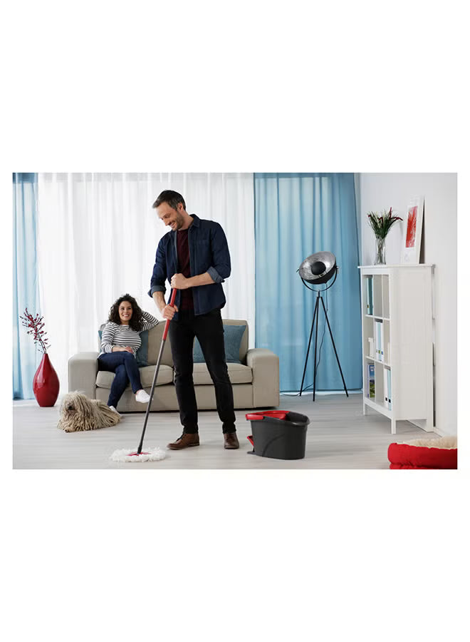 Vileda Easy Wring & Clean spin mop & bucket set with foot pedal | Vileda |3-Piece Handle 130 cm |Floor mop with spinning wringer | Turbo Refill 100% Microfibre mop head