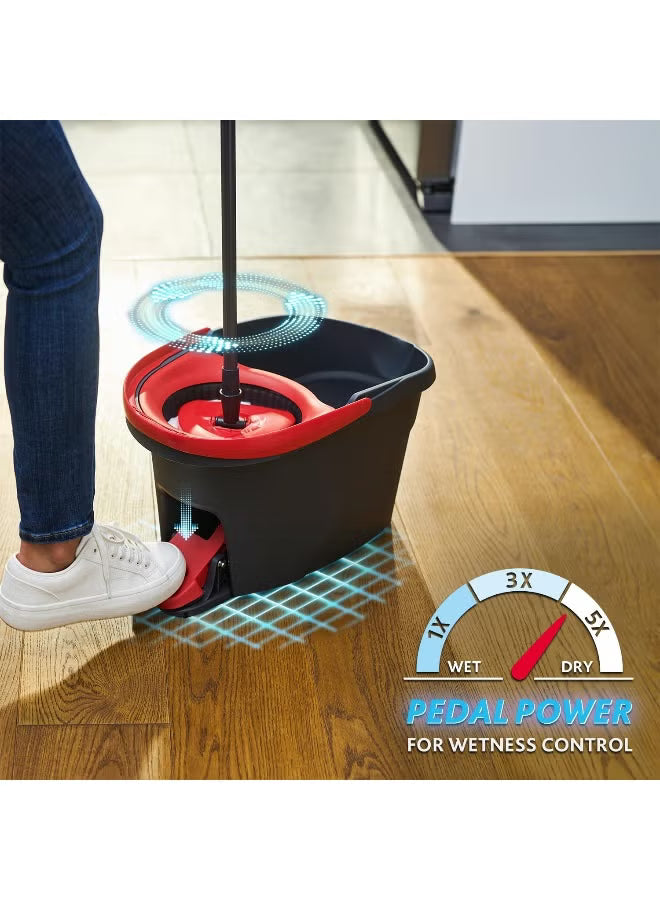 Vileda Easy Wring & Clean spin mop & bucket set with foot pedal | Vileda |3-Piece Handle 130 cm |Floor mop with spinning wringer | Turbo Refill 100% Microfibre mop head