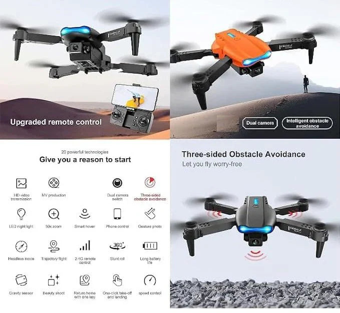E99 Pro Foldable Drone – Dual HD Camera | WiFi FPV | Altitude Hold | One-Key Return