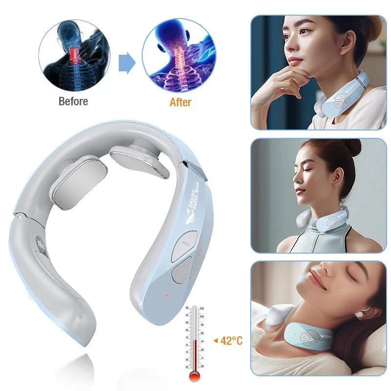 Cervical Neck Pain Relief Smart EMS Heat Massager Pulse Therapy